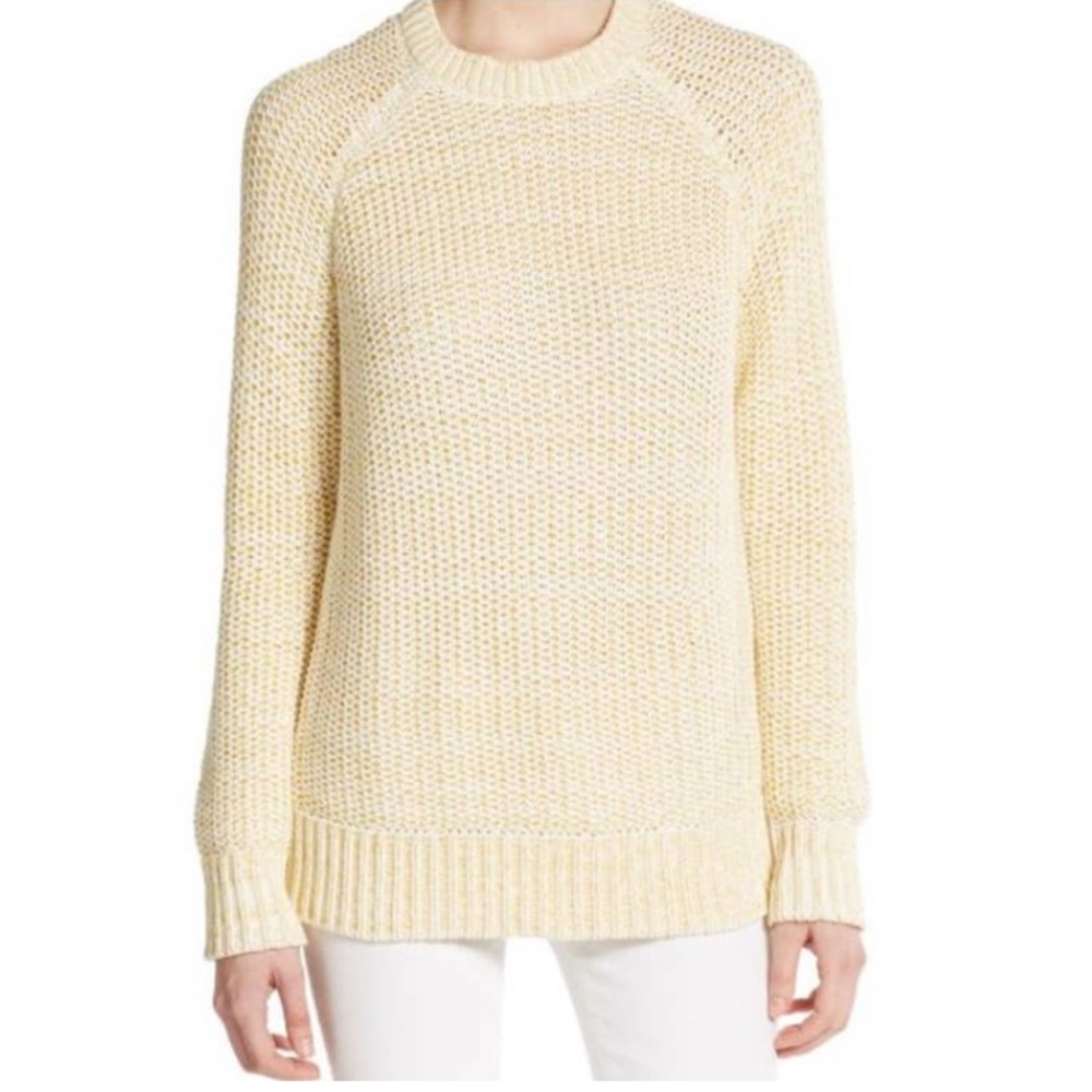 Vince | Chartreuse Chunky Knit Crew Neck Long Sleeve Banded Cuffs Tunic Sweater
